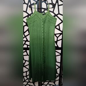 L'Pogee - Ombre Embroidered Sleeveless Button-up Maxi Dress - Green - FS
